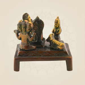 Brass Shiva Parvati Ganesh Spiritual Statue