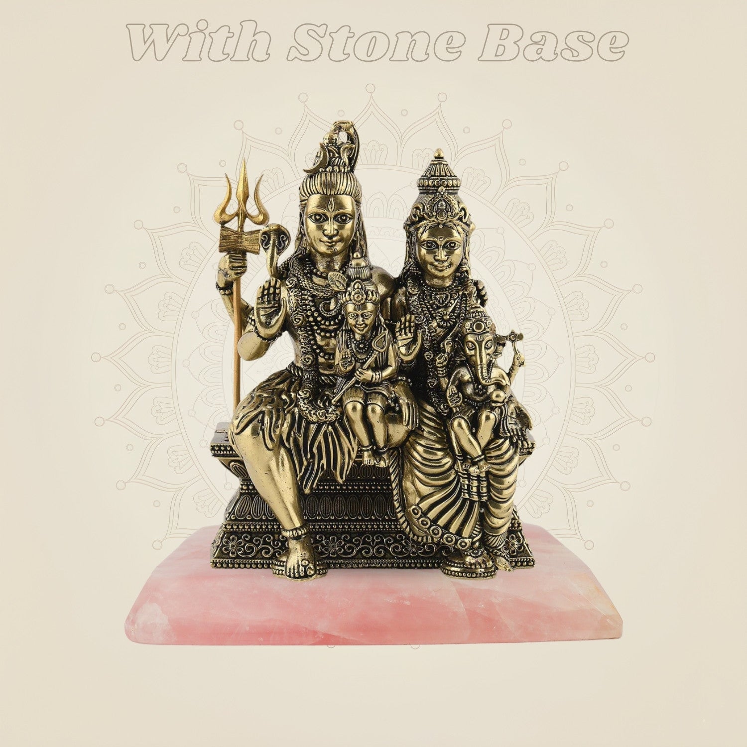 Brass Shiv Parivar Idol on Gemstone base