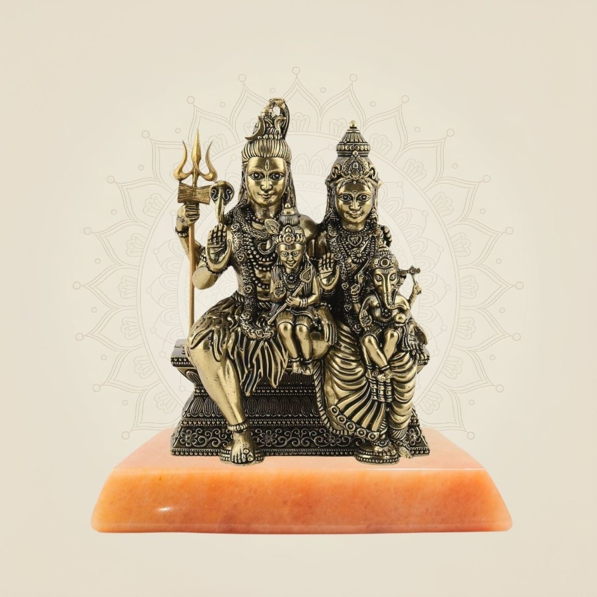 Brass Shiv Parivar Idol 4" – Shiva, Parvati, Ganesh & Kartikeya Family Murti - Luxeartisanship