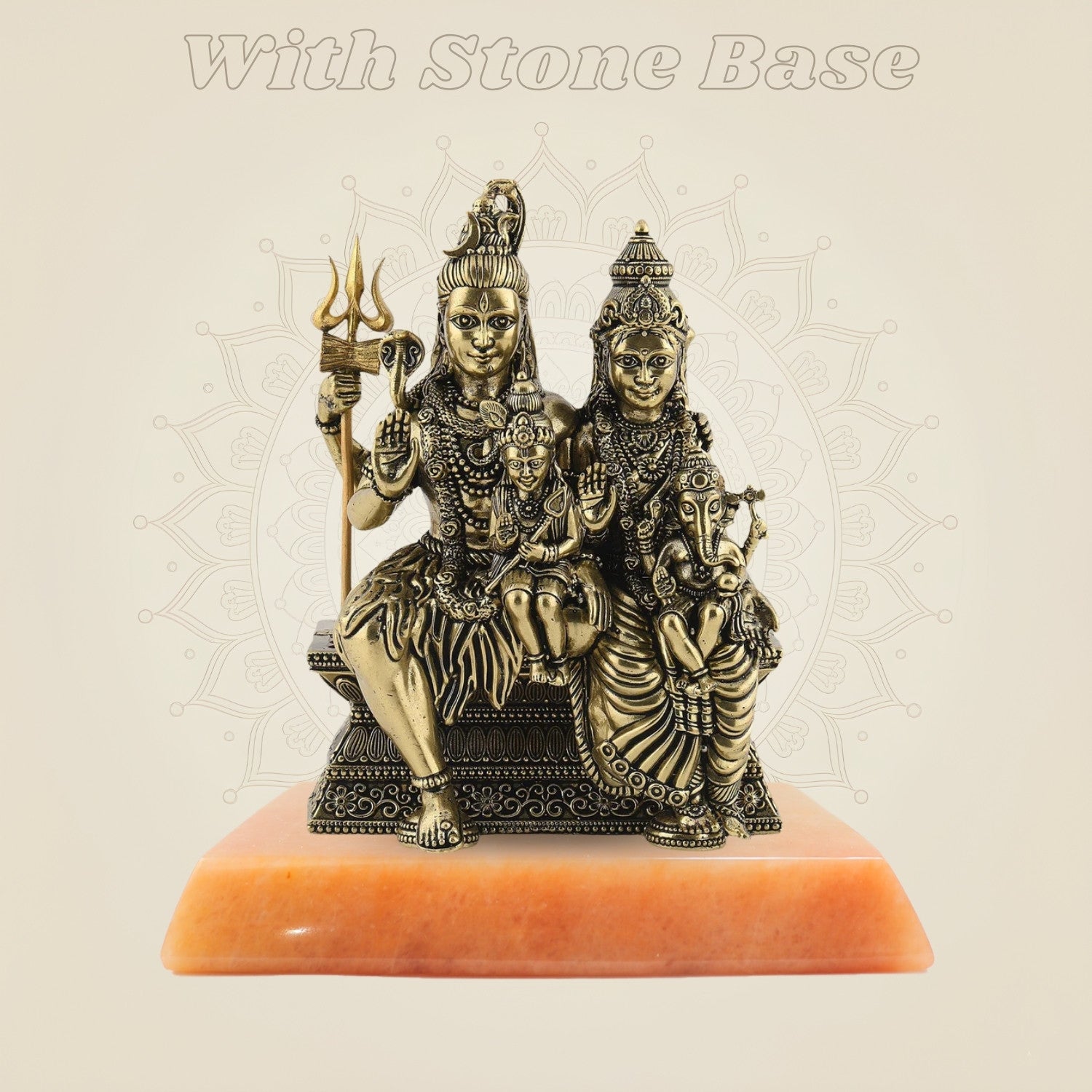 Brass Shiv Parivar Statue on stone base