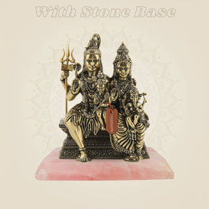 Brass Shiv Parivar Idol on Gemstone base
