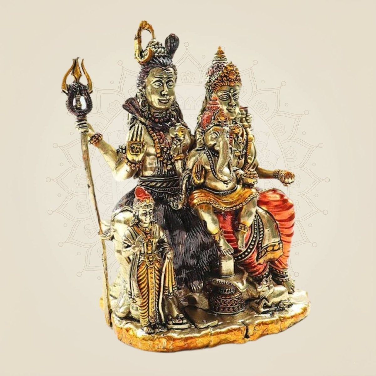 God Shiva with Parvati, Ganesha & Kartikeya Statue