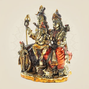 Lord Shiva with Parvati, Ganesha & Kartikeya Handmade Statue