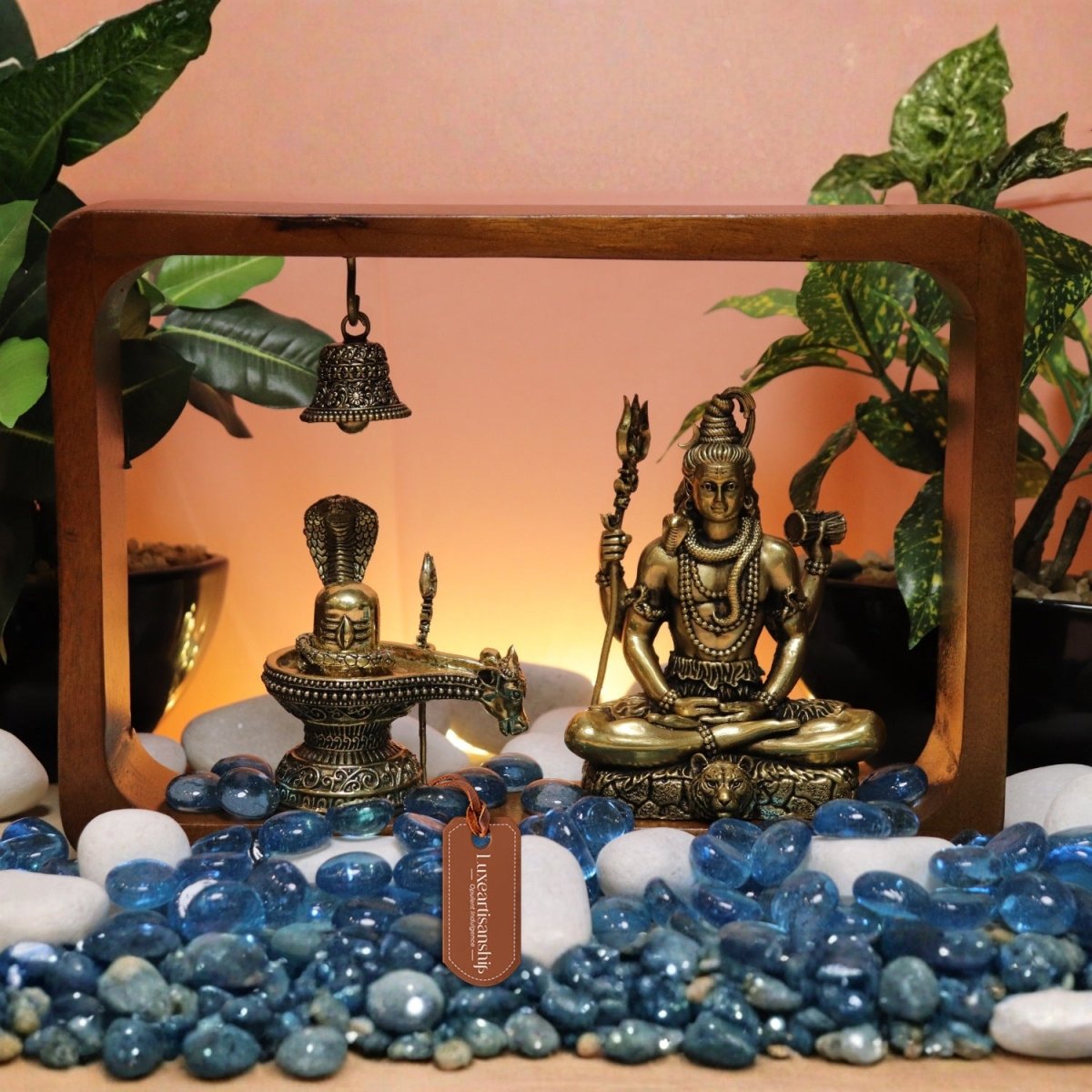 Shiva Idol with Shivling in Wooden Frame