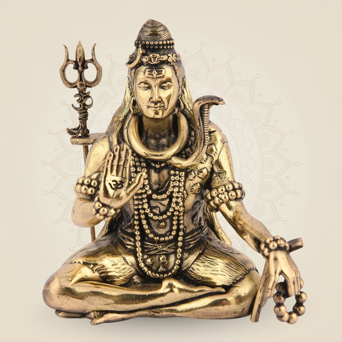 Brass Shiva in Dhyan Pose Idol 4.25" – Serene Mahadeva Statue - Luxeartisanship