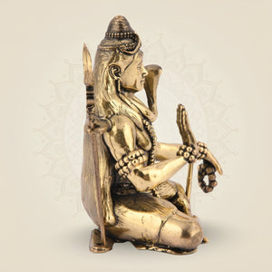 Brass Shiva in Dhyan Pose Idol 4.25" – Serene Mahadeva Statue - Luxeartisanship