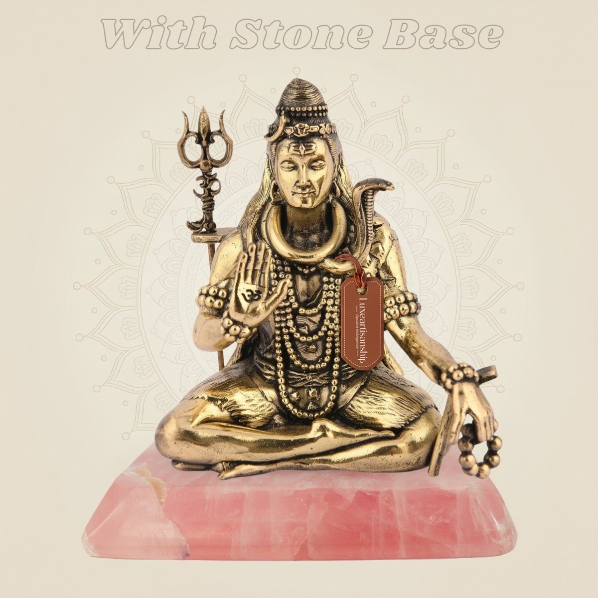 Brass Shiva in Dhyana Pose Idol with stone base