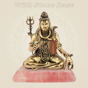 Brass Shiva in Dhyana Pose Idol with stone base