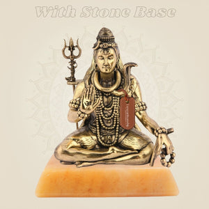 Brass Shiva on stone base