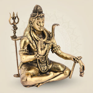 Brass Shiva in Dhyan Pose Idol 4.25" – Serene Mahadeva Statue - Luxeartisanship