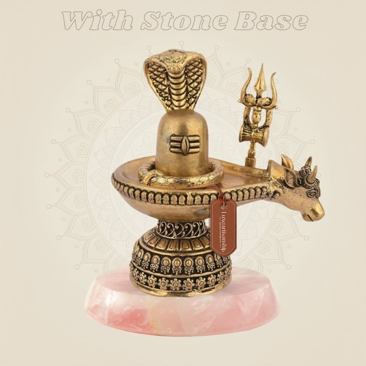 Brass Shiva Lingam with Nandi, Naag and Trishul – Detailed Shivling Pooja Décor - Luxeartisanship