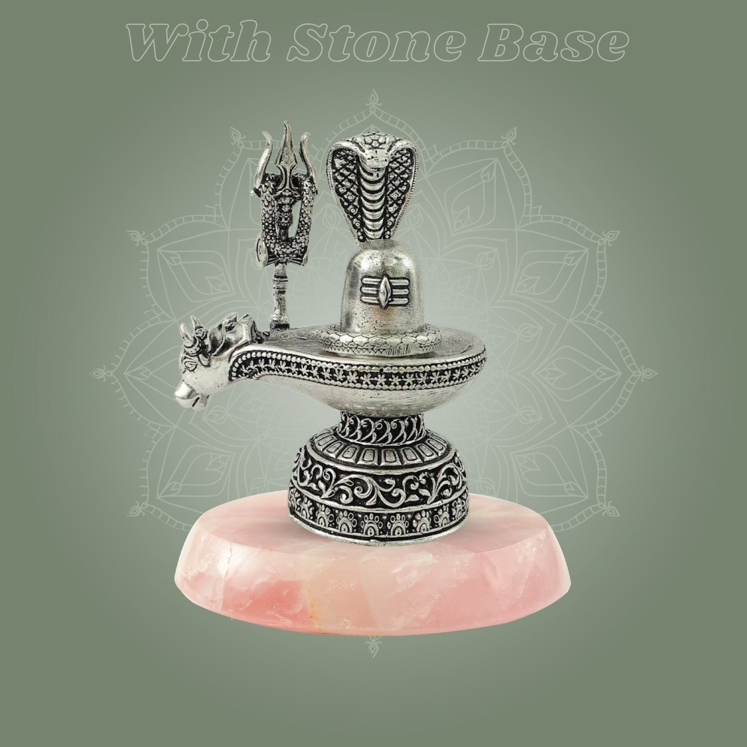 Brass Shiva Lingam Idol – Luxeartisanship Silver Finish with Stone Base
