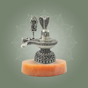 Brass Shiva Lingam Idol – Luxeartisanship Silver Finish with Stone Base