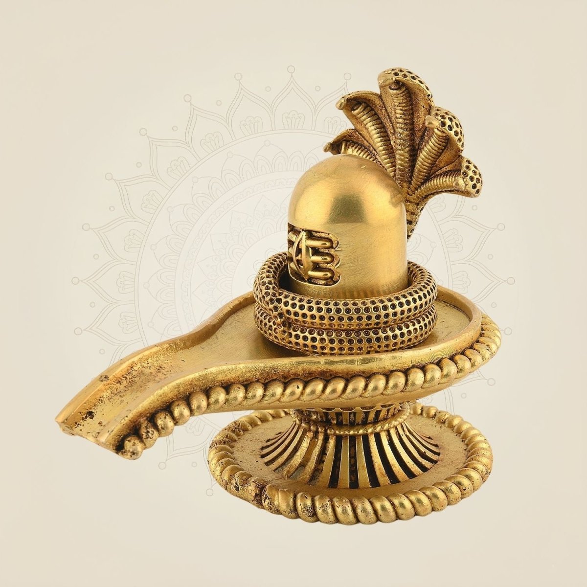 Brass Shivling with Sheshnag murti