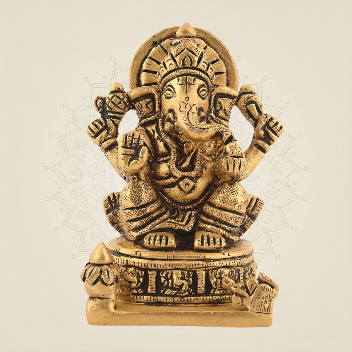 Brass Sitting Ganesha Idol 4"