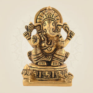 Brass Sitting Ganesha Idol 4"