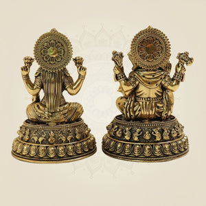 Brass Superfine Laxmi Ganesh Idol Set – 5" Wealth & Prosperity Murti - Luxeartisanship