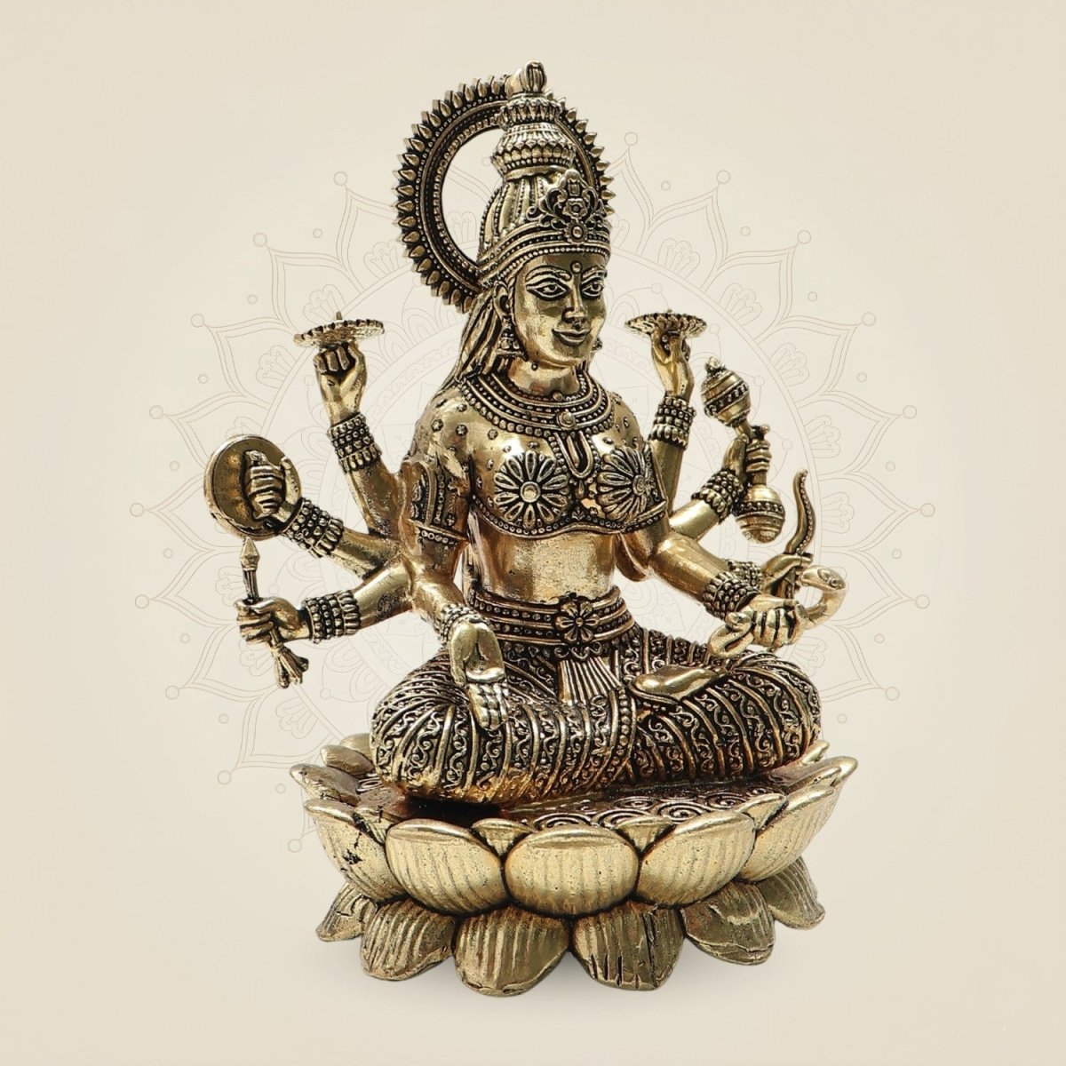 Brass Superfine Vijaya Lakshmi Idol 7" – Handcrafted for Devotion & Harmony - Luxeartisanship