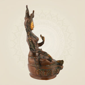 Brass Tibetan Goddess Tara Handcrafted Statue