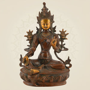 Brass Tibetan Goddess Tara Idol – 12.5"