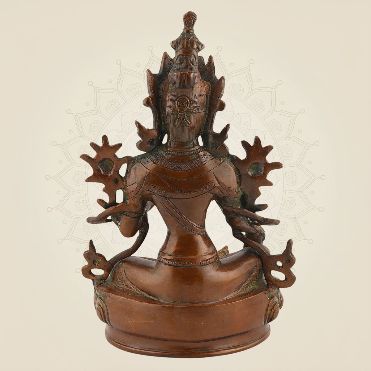 Brass Tibetan Goddess Tara Idol – 12.5" Handcrafted Statue for Meditation