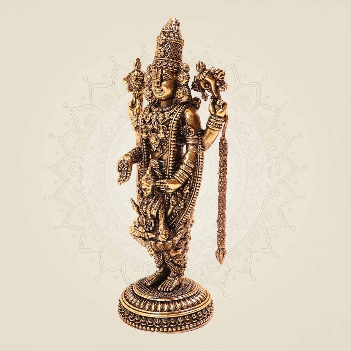 Brass Tirupati Balaji Idol 6" with Padmavati – Venkateswara Murti for Home & Puja - Luxeartisanship