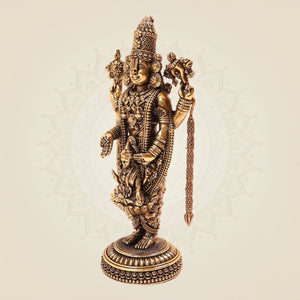 Brass Tirupati Balaji Idol 6" with Padmavati – Venkateswara Murti for Home & Puja - Luxeartisanship