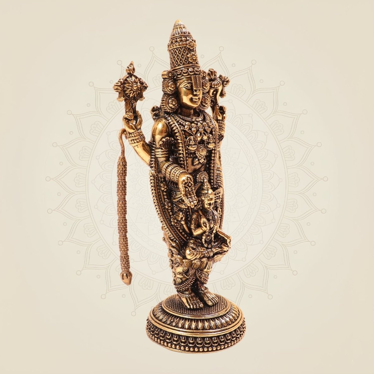 Brass Tirupati Balaji Idol 6" with Padmavati – Venkateswara Murti for Home & Puja - Luxeartisanship