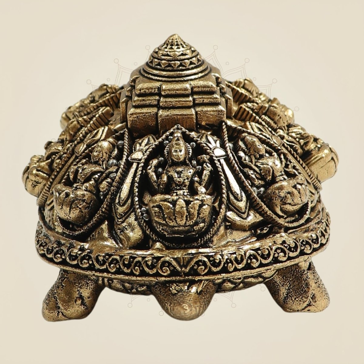 Brass Tortoise with Ashtalakshmi Shree Yantra - Luxeartisanship