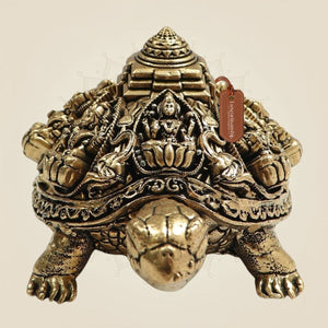 Brass Tortoise with Ashtalakshmi Shree Yantra - Luxeartisanship