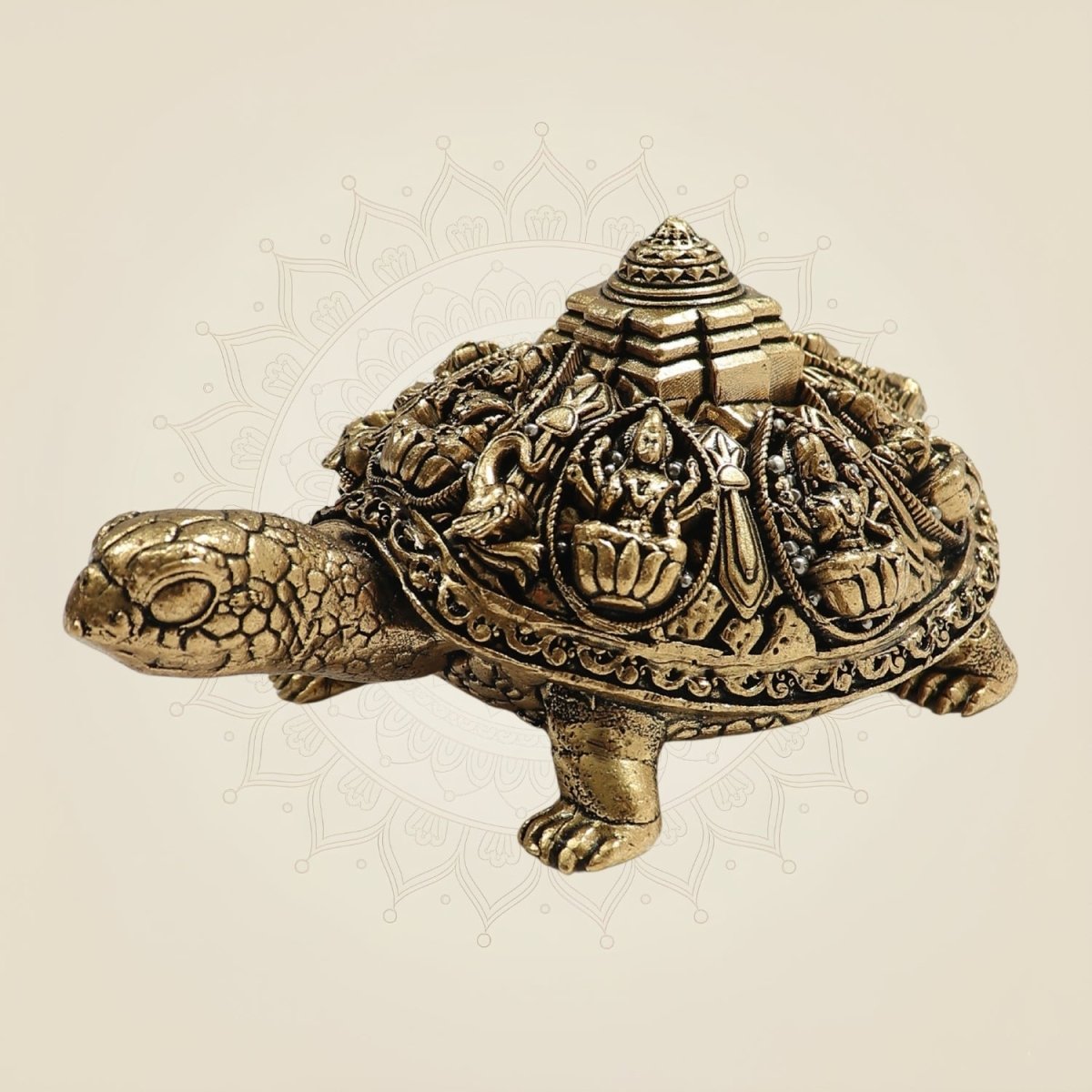 Brass Tortoise with Ashtalakshmi Shree Yantra - Luxeartisanship