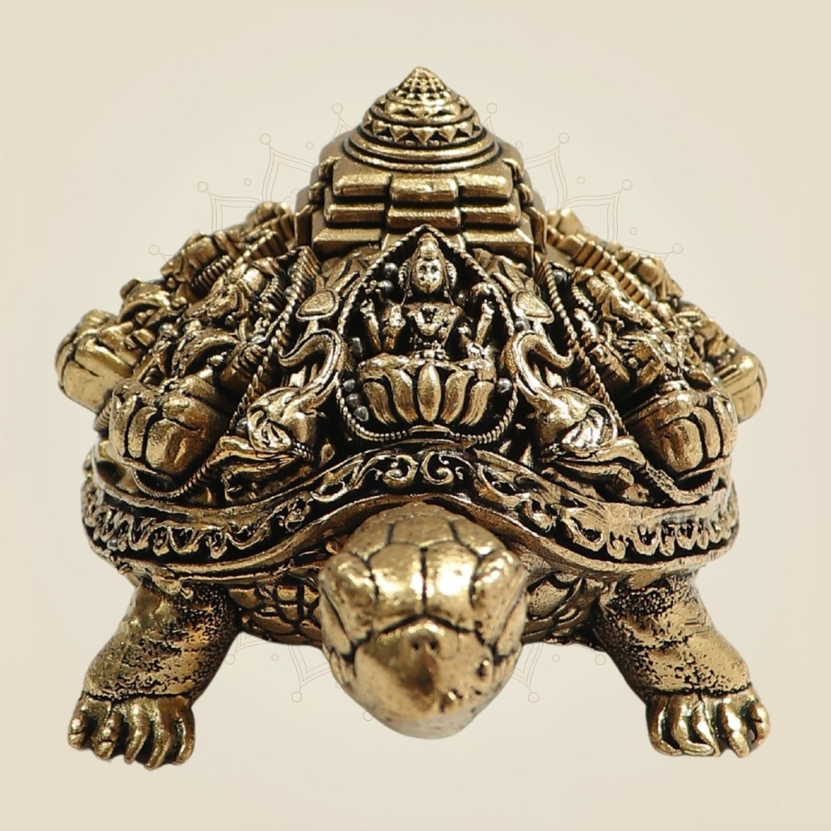 Brass Tortoise with Ashtalakshmi Shree Yantra - Luxeartisanship