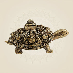 Brass Tortoise with Ashtalakshmi Shree Yantra - Luxeartisanship
