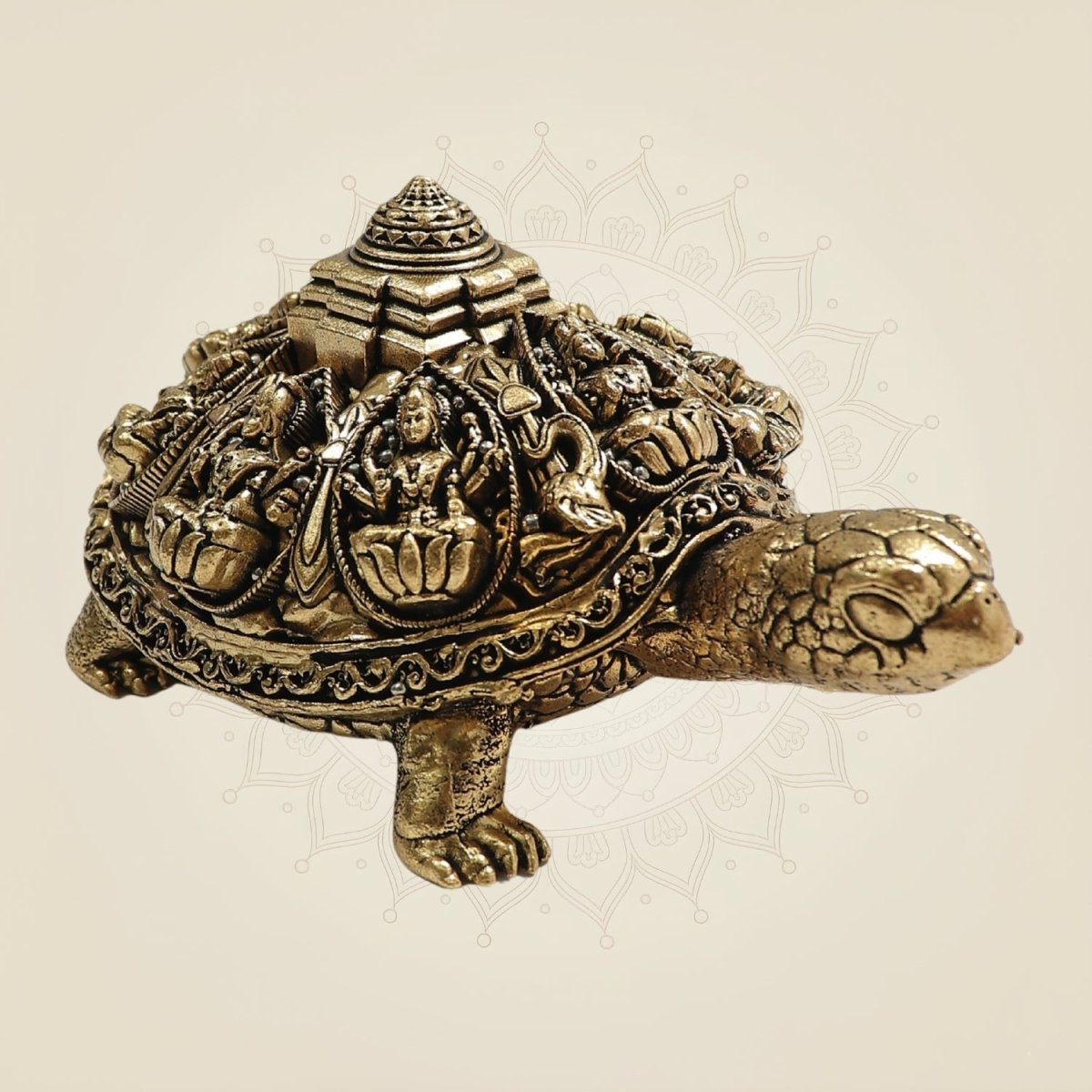 Brass Tortoise with Ashtalakshmi Shree Yantra - Luxeartisanship