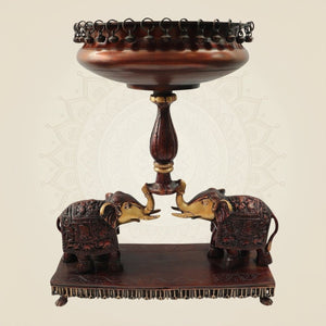 Brass Urli with Elephant Stand