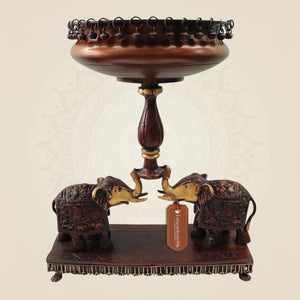 Brass Urli with Elephant Stand