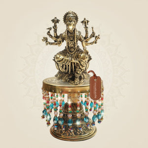 Brass Varaha Dev on Chowki 7.5" Inspired by Vishnu Incarnation - Luxeartisanship
