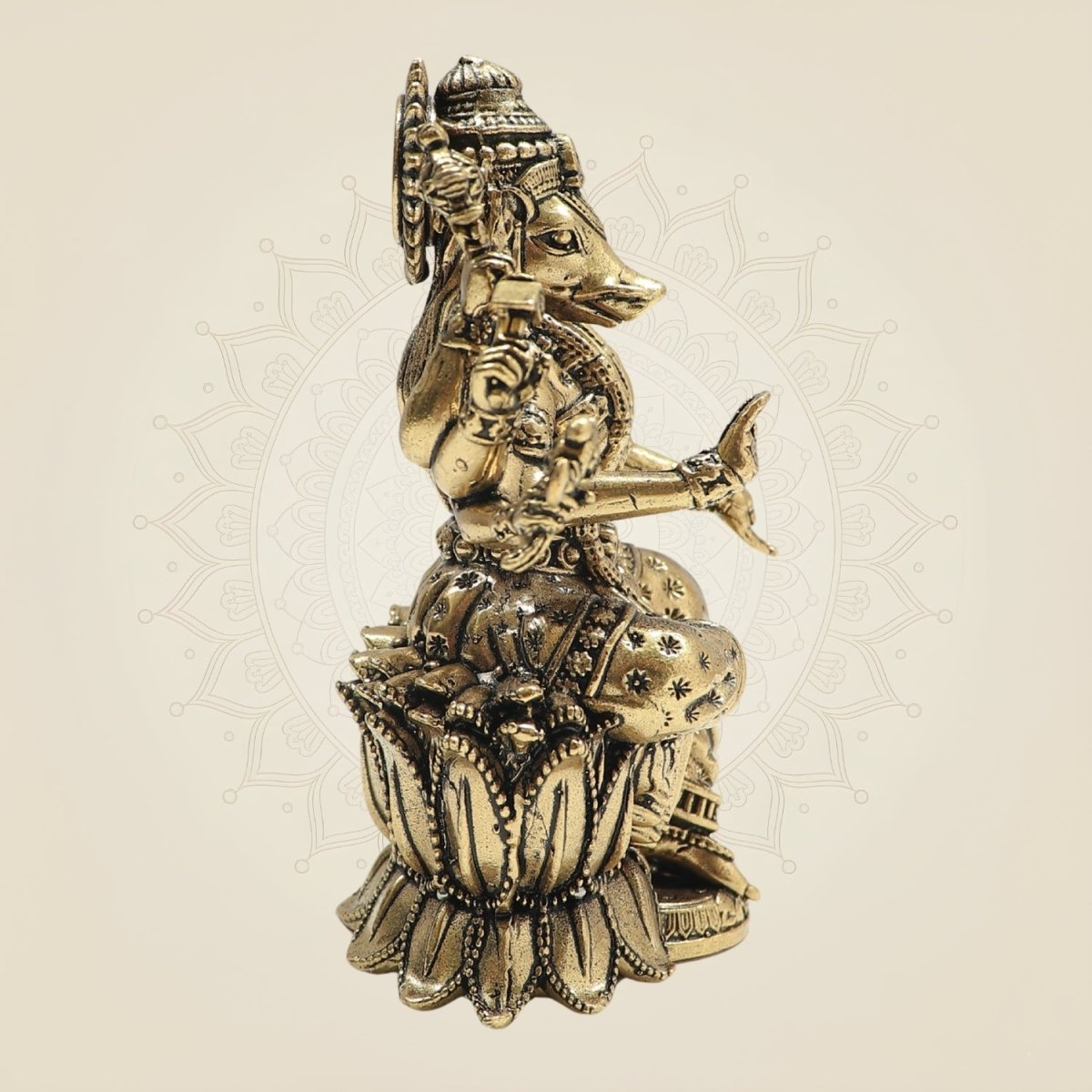 Brass Varaha Dev on Lotus – A Sacred Form of Strength - Luxeartisanship