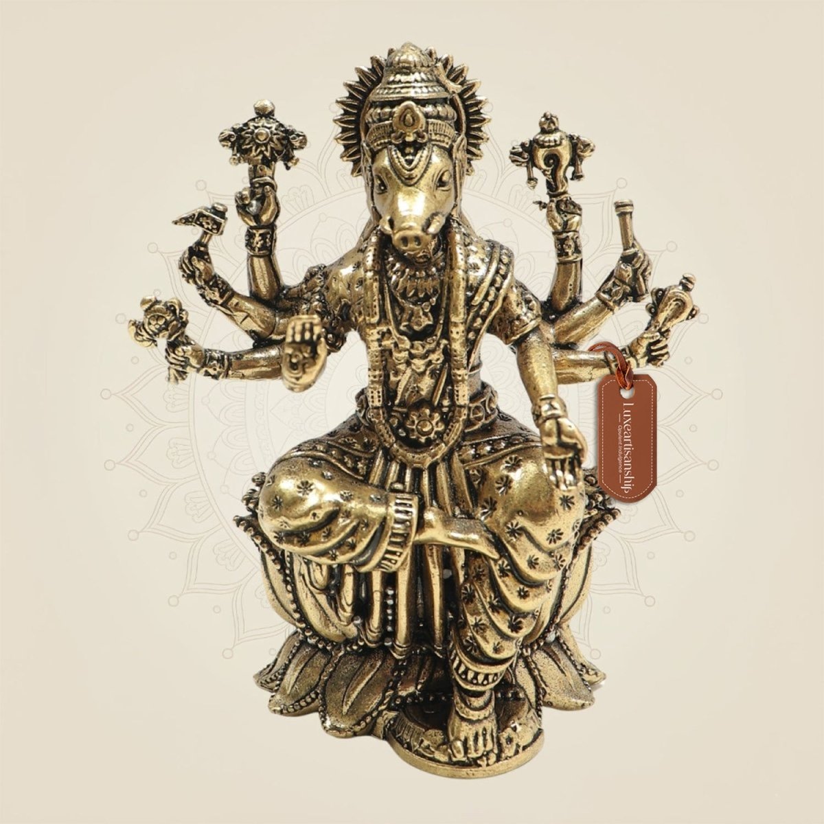 Brass Varaha Dev on Lotus – A Sacred Form of Strength - Luxeartisanship