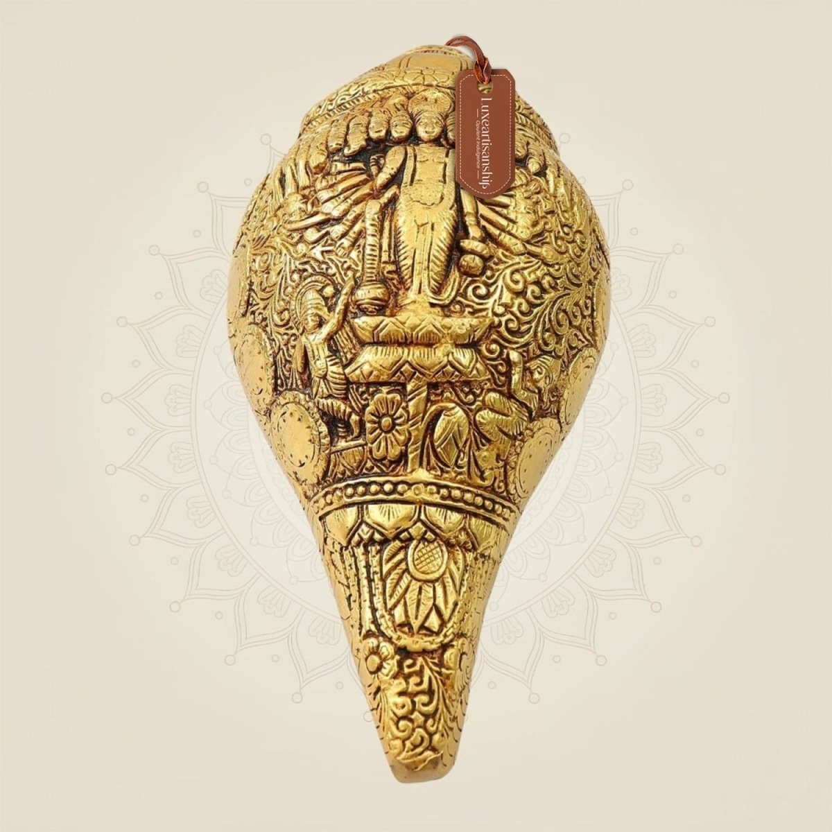 Brass Vishvarupa Vishnu Blowing Shankh 3.5"