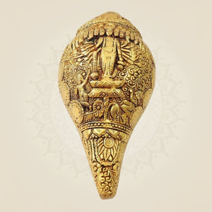 Brass Vishvarupa Vishnu Blowing Shankh 3.5"