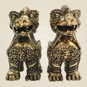 Brass Yali Guardian Lion 3"– Majestic Keeper of Strength (Set of 2) - Luxeartisanship