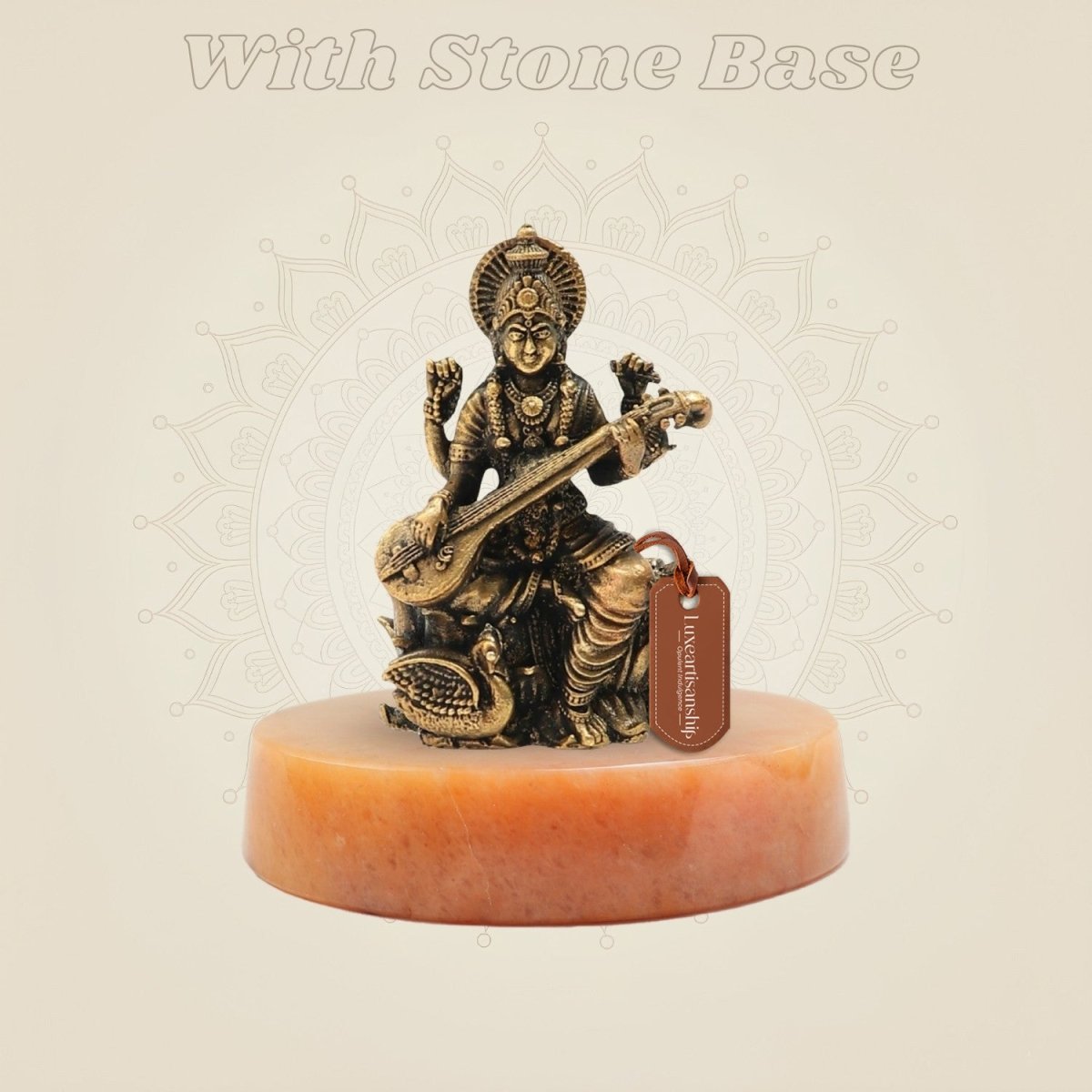 Bronze Chaturbhuja Saraswati Idol on Lotus