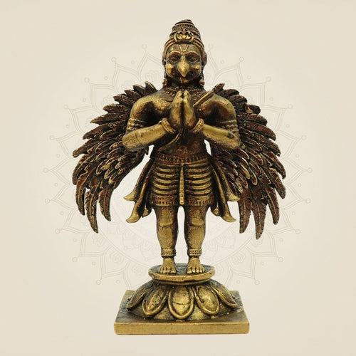 Bronze Garuda Idol Statue 3.25" - Vishnu Vahana Handmade Sculpture