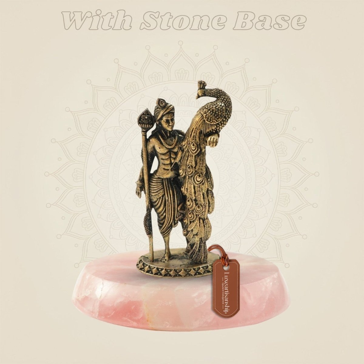 Bronze Murugan with Peacock Panchaloha Statue 4" - Luxeartisanship
