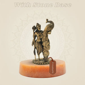 Bronze Murugan with Peacock Panchaloha Statue 4" - Luxeartisanship