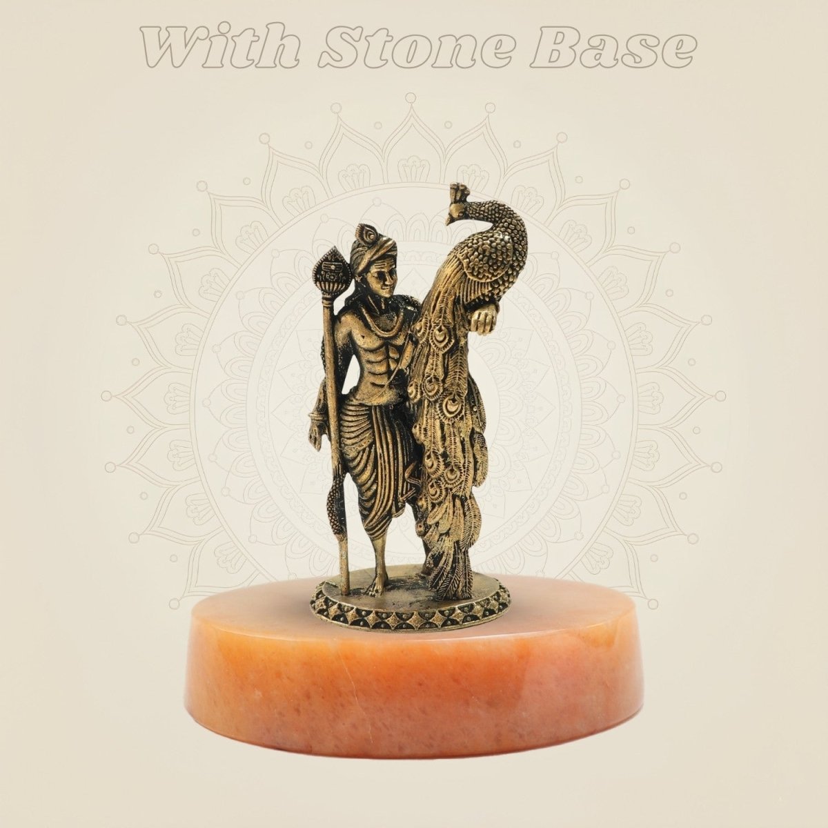 Bronze Murugan with Peacock Panchaloha Statue 4" - Luxeartisanship
