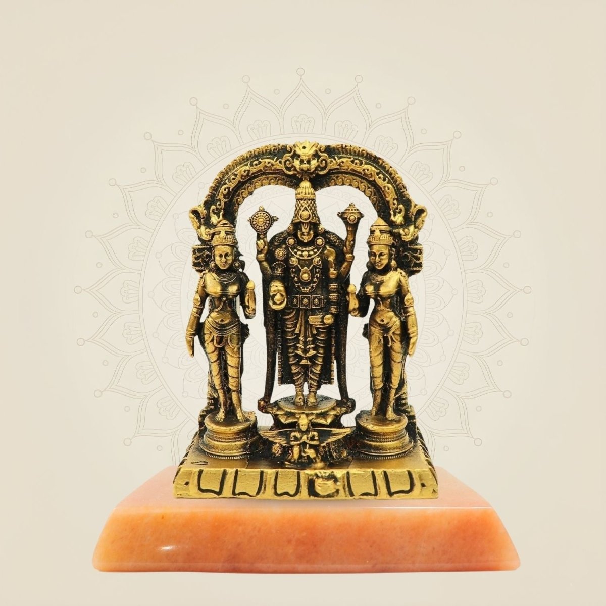 bronze Balaji statue on stone base