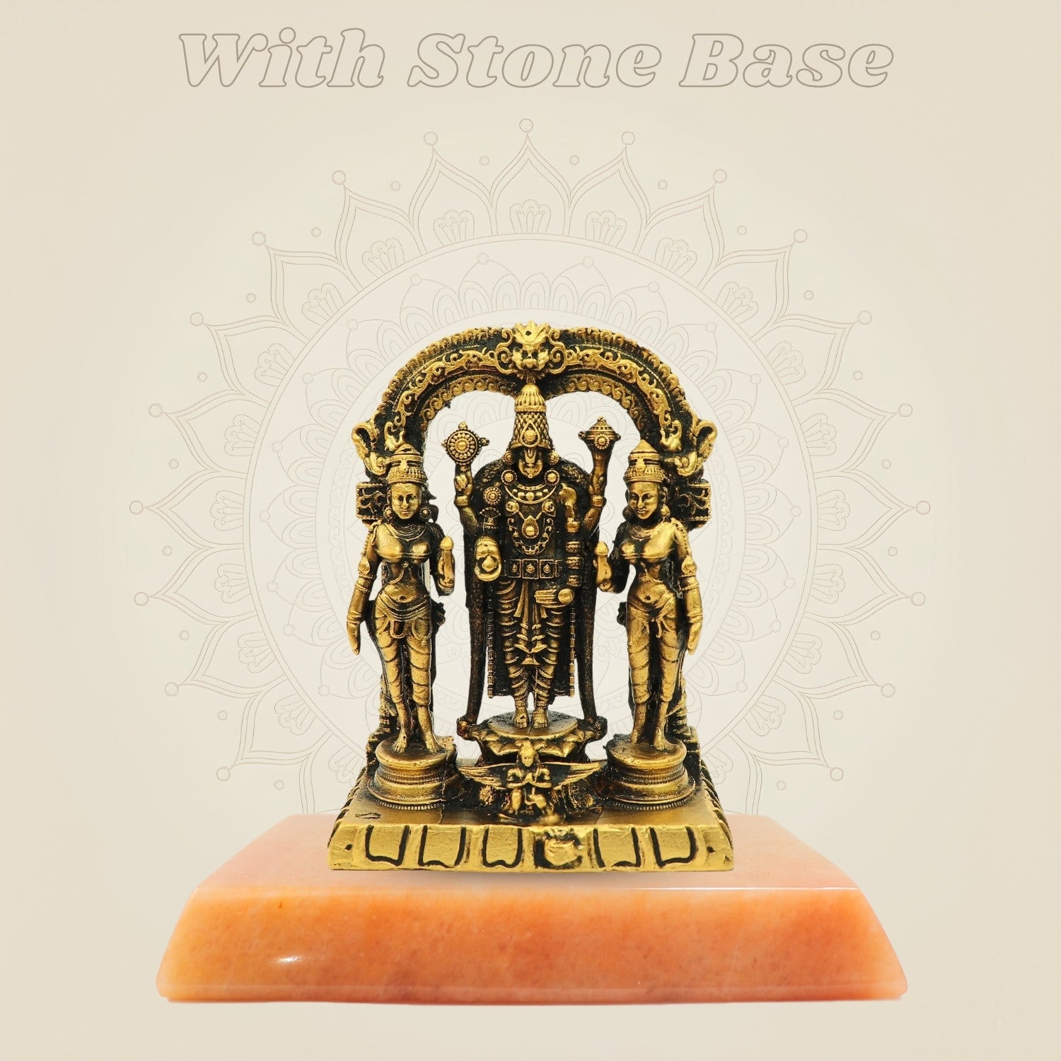 bronze Balaji statue on stone base
