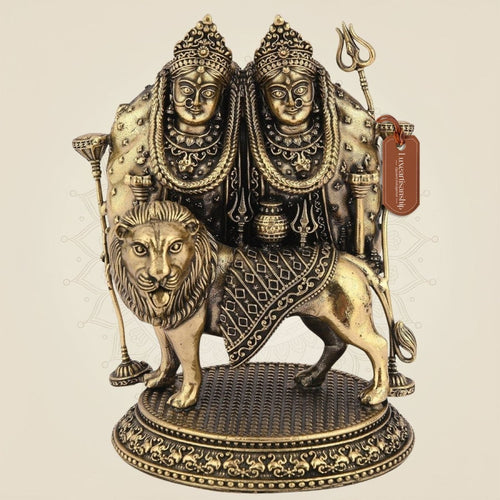 Chamunda Maa Idol – 6.5" Handcrafted Pure Brass Murti Spiritual Statue